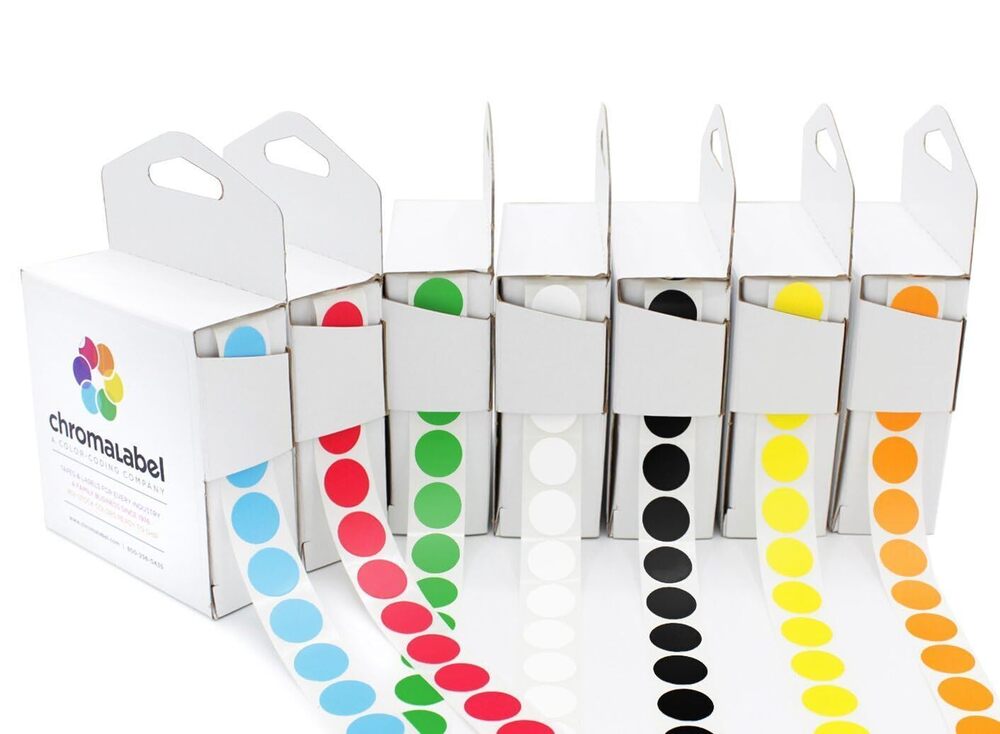 3875 0.50 Inch Standard Color Code Dot Label Kit, 7 Assorted Colors, 1000